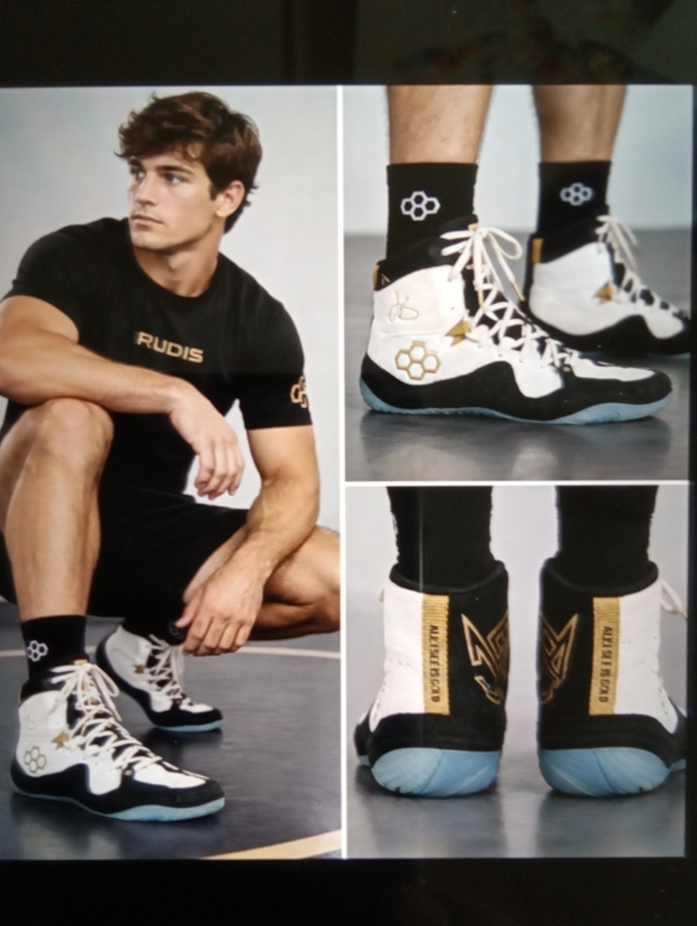 Rudis Jordan Burrough Jb1 Wrestling Shoes White Gold Sports Athetic Mens 9.5